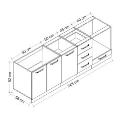 Minar 245 Cm Mutfak Dolabı Beyaz Dore 245-D4-Alt Modül