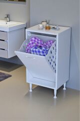 Sare 45 cm Beyaz Sepetli Banyo Dolabı,Mutfak Dolabı 45x75x32,5 cm Oyuncak Sepeti Çok Amaçlı Dolap