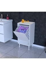 Sare 45 cm Beyaz Sepetli Banyo Dolabı,Mutfak Dolabı 45x75x32,5 cm Oyuncak Sepeti Çok Amaçlı Dolap