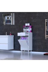 Asil 45 cm Kirli Çamaşır Sepetli Banyo Dolabı 1 Çekmeceli Mutfak Çok Amaçlı Dolap 45x88x32,5 cm
