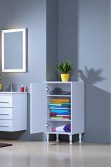 Sabir 45 cm 2 Raflı Beyaz Banyo Mutfak Dolabı 3 Bölmeli Çok Amaçlı Dolap 45x75x32,5 cm Düzenleyici
