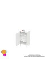 Sabir 45 cm 2 Raflı Beyaz Banyo Mutfak Dolabı 3 Bölmeli Çok Amaçlı Dolap 45x75x32,5 cm Düzenleyici