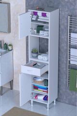 Aria 2 Kapak 4 Raflı 45 cm Beyaz Dolap 45x173x32,5 cm Boyutlarında Çok Amaçlı Beyaz Dolap
