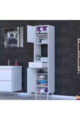 Aria 2 Kapak 4 Raflı 45 cm Beyaz Dolap 45x173x32,5 cm Boyutlarında Çok Amaçlı Beyaz Dolap
