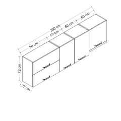 Minar 250 Cm Mutfak Dolabı Beyaz 250-B7-Üst Modül