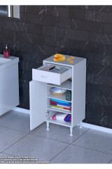 Rose 45 cm Beyaz 1 Çekmeceli Banyo Mutfak Dolabı 4 Bölmeli 3 Raflı Çok Amaçlı Dolap 45x88x32,5 cm