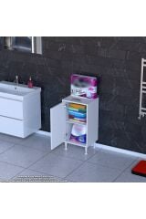 Arden 45 cm Beyaz 2 Bölmeli Banyo Düzenleyici Dolap 1 Raflı Çok Amaçlı Mutfak Dolabı 45x75x32,5 cm