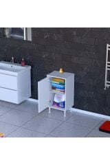 Arden 45 cm Beyaz 2 Bölmeli Banyo Düzenleyici Dolap 1 Raflı Çok Amaçlı Mutfak Dolabı 45x75x32,5 cm