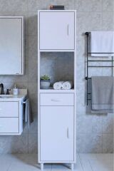 Leno Tek Kapaklı 45 cm Düzenleyici Dolap Banyo/Mutfak Dolabı 45x173x32,5 cm Beyaz Dolap