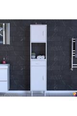 Leno Tek Kapaklı 45 cm Düzenleyici Dolap Banyo/Mutfak Dolabı 45x173x32,5 cm Beyaz Dolap