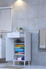 Taha 45 cm 3 Bölmeli Beyaz Çok Amaçlı Dolap 2 Raflı Banyo Mutfak Dolabı 45x88x32,5 cm Düzenleyici