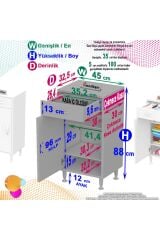 Taha 45 cm 3 Bölmeli Beyaz Çok Amaçlı Dolap 2 Raflı Banyo Mutfak Dolabı 45x88x32,5 cm Düzenleyici
