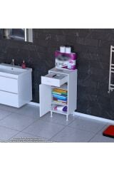 Taha 45 cm 3 Bölmeli Beyaz Çok Amaçlı Dolap 2 Raflı Banyo Mutfak Dolabı 45x88x32,5 cm Düzenleyici