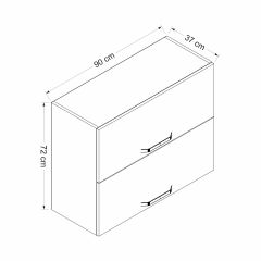 Minar Mutfak Modül Üst 2Yk1R 90Cm Dolap Byz Mebran C Byz