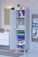 Nuve Geniş Depolama Alanlı Dolap 45 cm Banyo/Mutfak Çok Fonksiyonlu 45x138x32,5 cm Saklama Dolabı