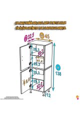 Nuve Geniş Depolama Alanlı Dolap 45 cm Banyo/Mutfak Çok Fonksiyonlu 45x138x32,5 cm Saklama Dolabı