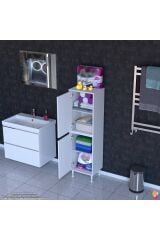 Nuve Geniş Depolama Alanlı Dolap 45 cm Banyo/Mutfak Çok Fonksiyonlu 45x138x32,5 cm Saklama Dolabı