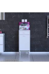 Asil 50 cm Kirli Çamaşır Sepetli Banyo Dolabı 1 Çekmeceli Mutfak Çok Amaçlı Dolap 50x88x32,5 cm