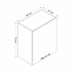 Minar Mutfak Modül Üst 1Dk2R 60Cm Dolap Byz Cam Mebran C Byz