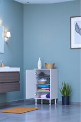 Nirat 50 cm 4 Bölmeli Beyaz Banyo Mutfak Dolabı 3 Raflı Kapaklı Çok Amaçlı Dolap 50x75x32,5 cm