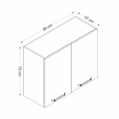 Minar Mutfak Modül Üst 2Dk1R 90Cm Dolap Byz Cam Mebran C Byz