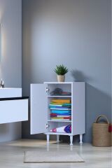 Sabir 50 cm 2 Raflı Beyaz Banyo Mutfak Dolabı 3 Bölmeli Çok Amaçlı Dolap 50x75x32,5 cm Düzenleyici