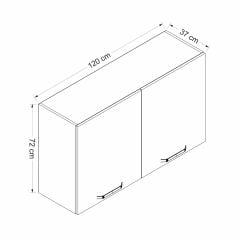 Minar Mutfak Modül Üst 2Dk1R 120Cm Dolap Byz Cam Mebran C Byz