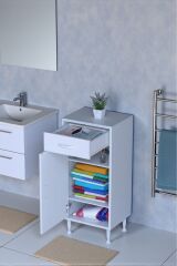 Taha 50 cm 3 Bölmeli Beyaz Çok Amaçlı Dolap 2 Raflı Banyo Mutfak Dolabı 50x88x32,5 cm Düzenleyici