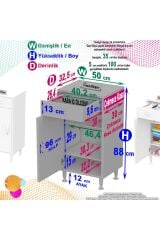 Taha 50 cm 3 Bölmeli Beyaz Çok Amaçlı Dolap 2 Raflı Banyo Mutfak Dolabı 50x88x32,5 cm Düzenleyici