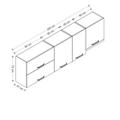 Minar 255 Cm Mutfak Dolabı Beyaz 255-B8-Üst Modül