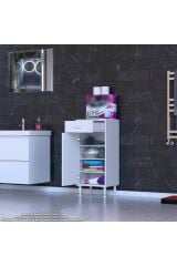 Rose 50 cm Beyaz 1 Çekmeceli Banyo Mutfak Dolabı 4 Bölmeli 3 Raflı Çok Amaçlı Dolap 50x88x32,5 cm