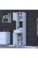 Vero 5 Bölmeli 50 cm Genişlikte Dolap Çok Amaçlı Kullanım Banyo Dolapı 50x173x32,5 cm Dolap