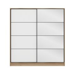 Minar Kale 2 Kapaklı Aynalı Sürgülü Dolap 180 Cm - Dore/ Beyaz