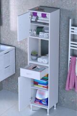 Leno Tek Kapaklı 50 cm Düzenleyici Dolap Banyo/Mutfak Dolabı 50x173x32,5 cm Beyaz Dolap