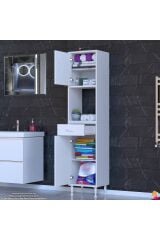 Leno Tek Kapaklı 50 cm Düzenleyici Dolap Banyo/Mutfak Dolabı 50x173x32,5 cm Beyaz Dolap