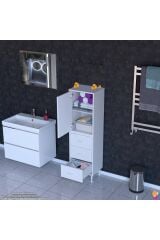 Alia Çok Kullanışlı Dolap G:50 cm Üst Bölme Kapaklı Alt Bölme Çekmeceli 50x138x32,5 cm Modüler Dolap