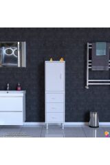 Alia Çok Kullanışlı Dolap G:50 cm Üst Bölme Kapaklı Alt Bölme Çekmeceli 50x138x32,5 cm Modüler Dolap