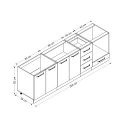 Minar 260 Cm Mutfak Dolabı Beyaz 260-B3-Alt Modül
