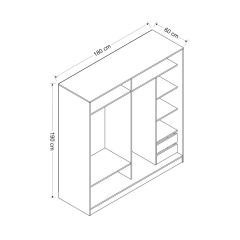 Minar Kale 2 Kapaklı Sürgülü Dolap 180 Cm - Dore/Beyaz
