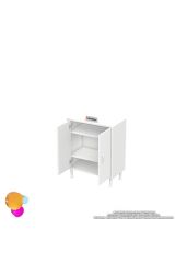 Sabir 55 cm 2 Raflı Beyaz Banyo Mutfak Dolabı 3 Bölmeli Çok Amaçlı Dolap 55x75x32,5 cm Düzenleyici