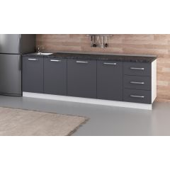 Minar 260 Cm Mutfak Dolabı Beyaz Antrasit 260-A2-Alt Modül