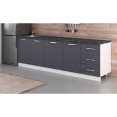 Minar 260 Cm Mutfak Dolabı Beyaz Antrasit 260-A2-Alt Modül