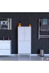 Miretta Üst Bölme Kapaklı Altı Kirli Sepetli Dolap 55 cm Genişlik Beyaz 55x138x32,5 cm Dolap