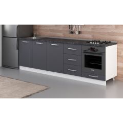 Minar 260 Cm Mutfak Dolabı Beyaz Antrasit 260-A6-Alt Modül