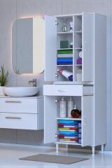Nexa Modüler Dolap 55 Cm Banyo/Mutfak Dolabı Extra Kullanım Alanlı 55x173x32,5 cm Beyaz Dolap