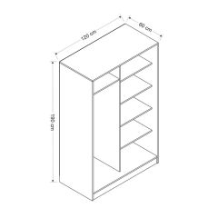 Minar Kale 2 Kapaklı Sürgülü Dolap 120 Cm - Beyaz/Royal Mermer
