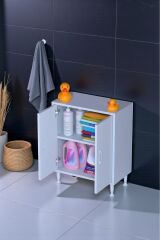 Arden 55 cm Beyaz 2 Bölmeli Banyo Düzenleyici Dolap 1 Raflı Çok Amaçlı Mutfak Dolabı 55x75x32,5 cm