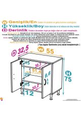 Arden 55 cm Beyaz 2 Bölmeli Banyo Düzenleyici Dolap 1 Raflı Çok Amaçlı Mutfak Dolabı 55x75x32,5 cm
