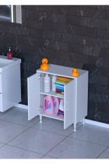 Arden 55 cm Beyaz 2 Bölmeli Banyo Düzenleyici Dolap 1 Raflı Çok Amaçlı Mutfak Dolabı 55x75x32,5 cm