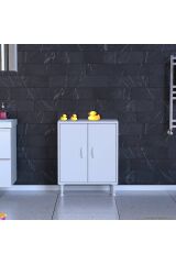 Arden 55 cm Beyaz 2 Bölmeli Banyo Düzenleyici Dolap 1 Raflı Çok Amaçlı Mutfak Dolabı 55x75x32,5 cm